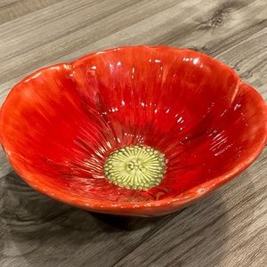 Stunning Red Bowl‎ “Cream Poppies” by Maxcera